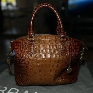 Brahmin Duxbury Toasted Almond Brown Melbourne Embossed Leather Satchel